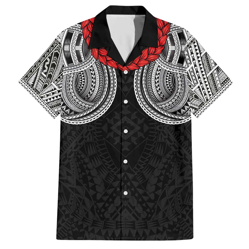 Samoan Traditional Art Tattoos Hawaiian Shirt Tatau Tribal Motifs with Ula Fala Black - Polynesian Pride