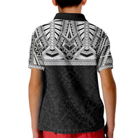 Samoan Traditional Art Tattoos Kid Polo Shirt Tatau Tribal Motifs with Ula Fala Black - Polynesian Pride