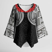 Samoan Traditional Art Tattoos Kimono Sleeve Blouse Tatau Tribal Motifs with Ula Fala Black - Polynesian Pride