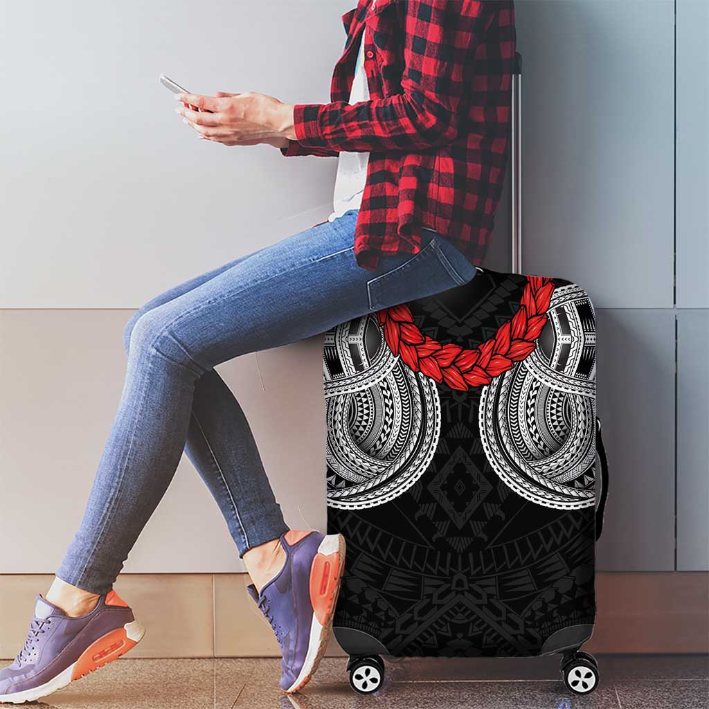 Samoan Traditional Art Tattoos Luggage Cover Tatau Tribal Motifs with Ula Fala Black - Polynesian Pride