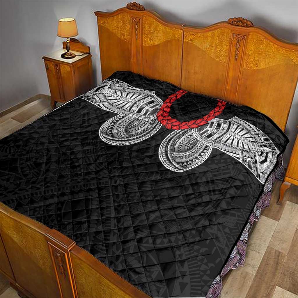 Samoan Traditional Art Tattoos Quilt Tatau Tribal Motifs with Ula Fala Black - Polynesian Pride