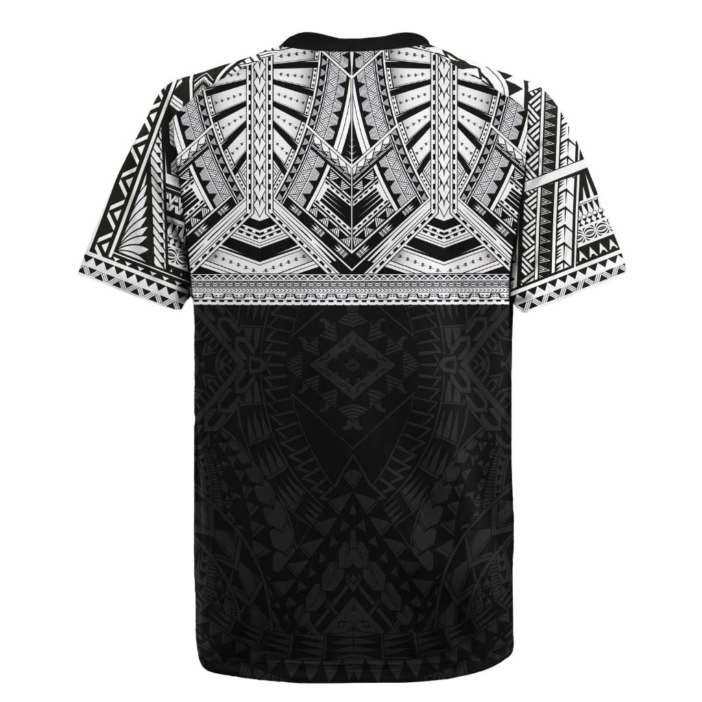 Samoan Traditional Art Tattoos Rugby Jersey Tatau Tribal Motifs with Ula Fala Black LT03 - Polynesian Pride