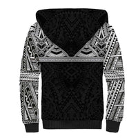 Samoan Traditional Art Tattoos Sherpa Hoodie Tatau Tribal Motifs with Ula Fala Black LT03 - Polynesian Pride