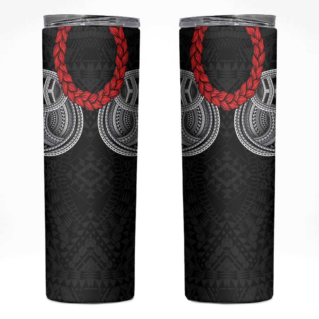 Samoan Traditional Art Tattoos Skinny Tumbler Tatau Tribal Motifs with Ula Fala Black - Polynesian Pride
