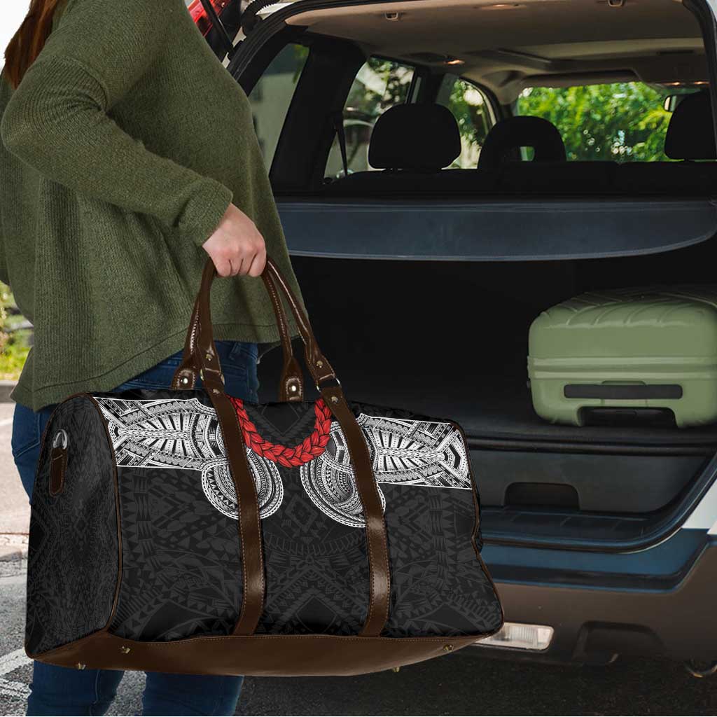Samoan Traditional Art Tattoos Travel Bag Tatau Tribal Motifs with Ula Fala Black - Polynesian Pride