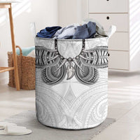 Samoan Traditional Art Tattoos Laundry Basket Tatau Tribal Motifs with Ula Nifo White LT03 White - Polynesian Pride