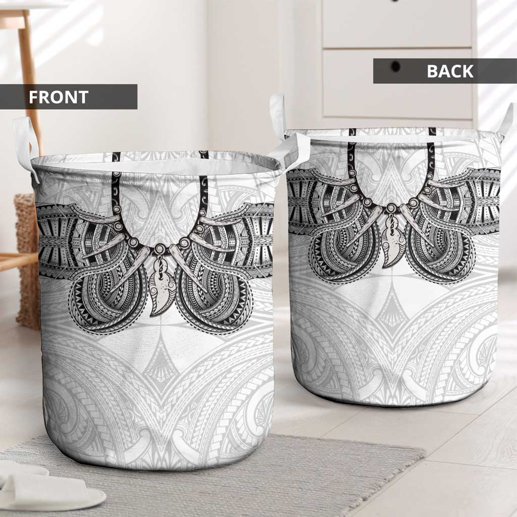 Samoan Traditional Art Tattoos Laundry Basket Tatau Tribal Motifs with Ula Nifo White LT03 - Polynesian Pride