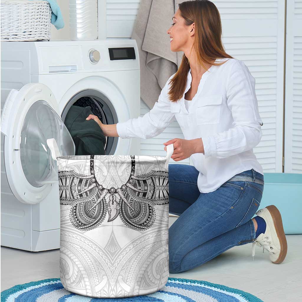 Samoan Traditional Art Tattoos Laundry Basket Tatau Tribal Motifs with Ula Nifo White LT03 - Polynesian Pride