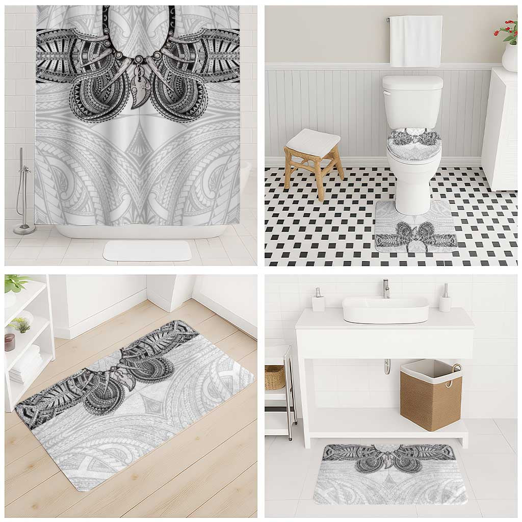 Samoan Traditional Art Tattoos Bathroom Set Tatau Tribal Motifs with Ula Nifo White - Polynesian Pride