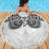 Samoan Traditional Art Tattoos Beach Blanket Tatau Tribal Motifs with Ula Nifo White - Polynesian Pride