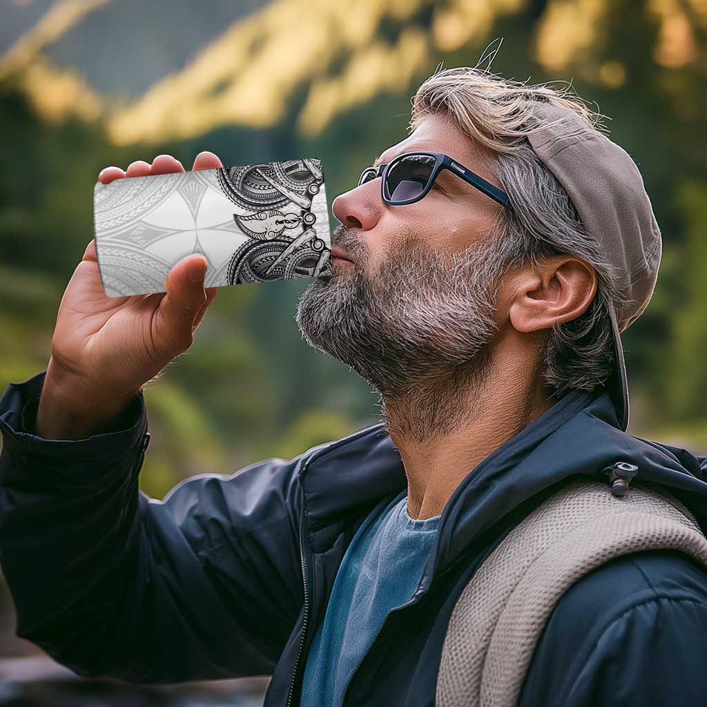 Samoan Traditional Art Tattoos 4 in 1 Can Cooler Tumbler Tatau Tribal Motifs with Ula Nifo White - Polynesian Pride