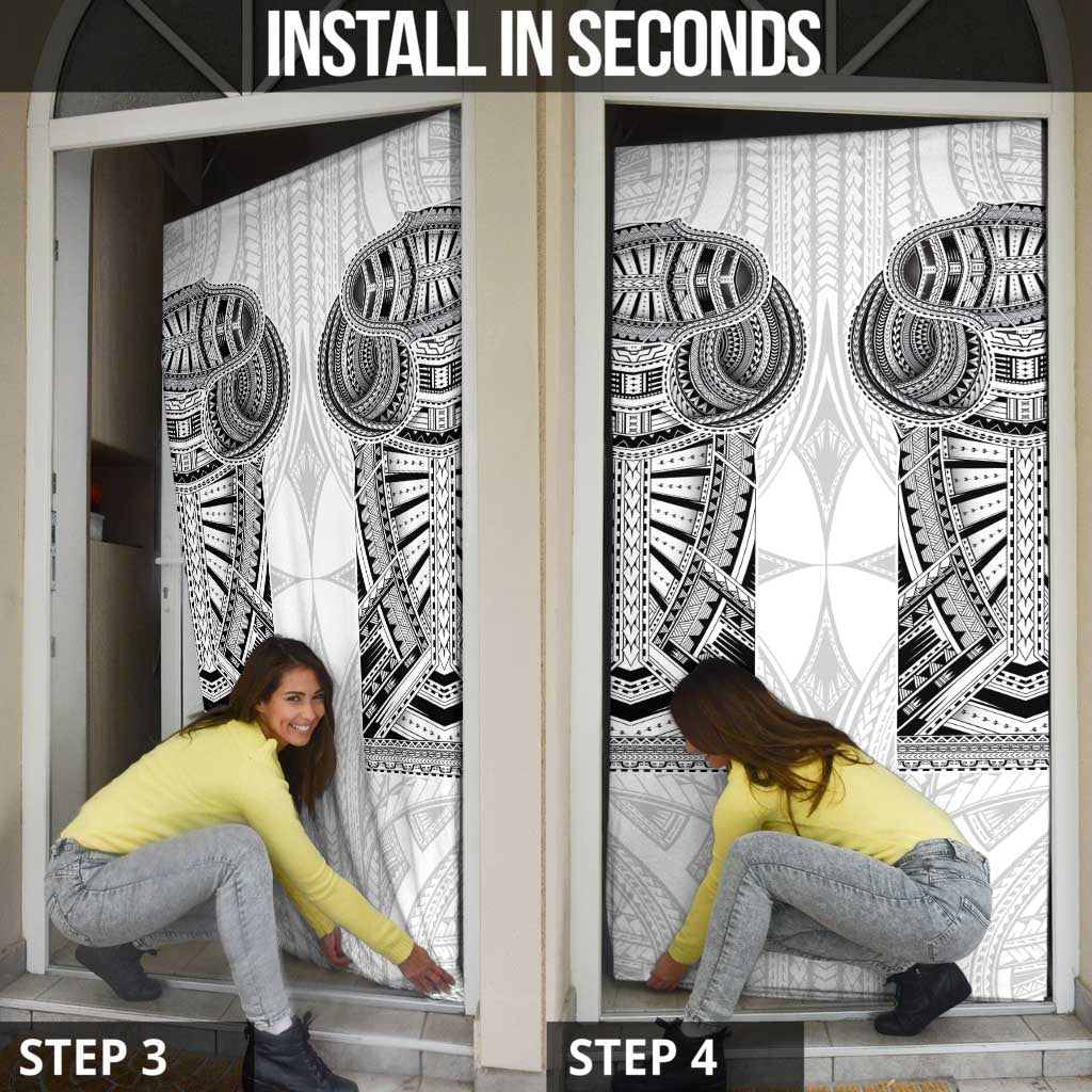 Samoan Traditional Art Tattoos Door Cover Tatau Tribal Motifs with Ula Nifo White - Polynesian Pride