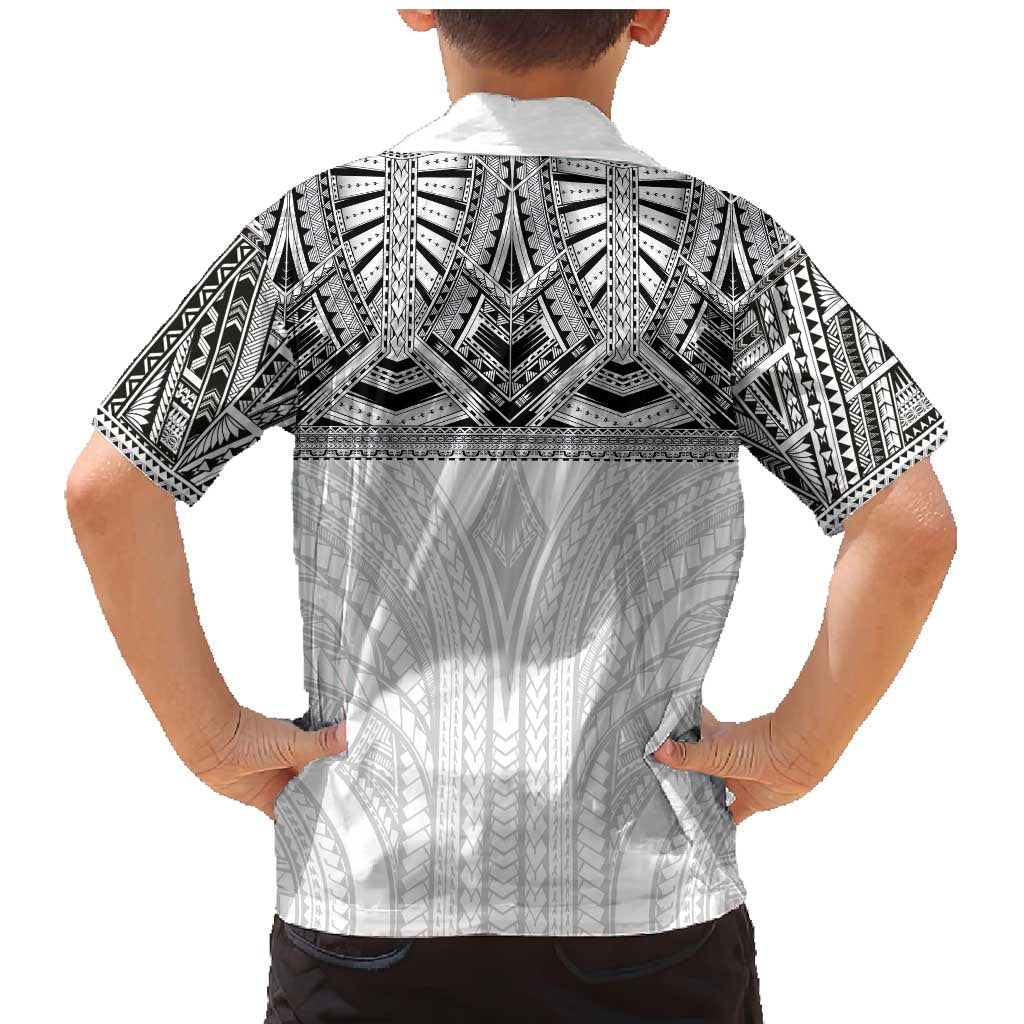 Samoan Traditional Art Tattoos Family Matching Mermaid Dress and Hawaiian Shirt Tatau Tribal Motifs with Ula Nifo White - Polynesian Pride