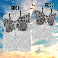 Samoan Traditional Art Tattoos Garden Flag Tatau Tribal Motifs with Ula Nifo White - Polynesian Pride