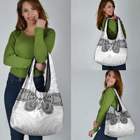 Samoan Traditional Art Tattoos Grocery Bag Tatau Tribal Motifs with Ula Nifo White - Polynesian Pride