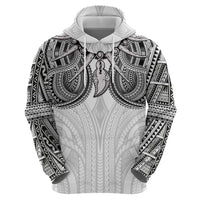 Samoan Traditional Art Tattoos Hoodie Tatau Tribal Motifs with Ula Nifo White - Polynesian Pride