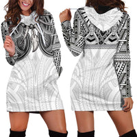 Samoan Traditional Art Tattoos Hoodie Dress Tatau Tribal Motifs with Ula Nifo White - Polynesian Pride