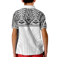 Samoan Traditional Art Tattoos Kid Polo Shirt Tatau Tribal Motifs with Ula Nifo White - Polynesian Pride
