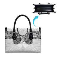 Samoan Traditional Art Tattoos Leather Bag Tatau Tribal Motifs with Ula Nifo White - Polynesian Pride