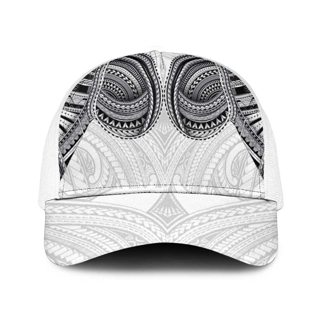 Samoan Traditional Art Tattoos Mesh Trucker Cap Tatau Tribal Motifs with Ula Nifo White - Polynesian Pride