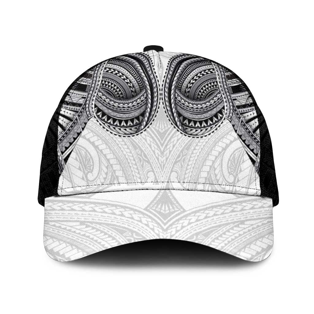 Samoan Traditional Art Tattoos Mesh Trucker Cap Tatau Tribal Motifs with Ula Nifo White - Polynesian Pride