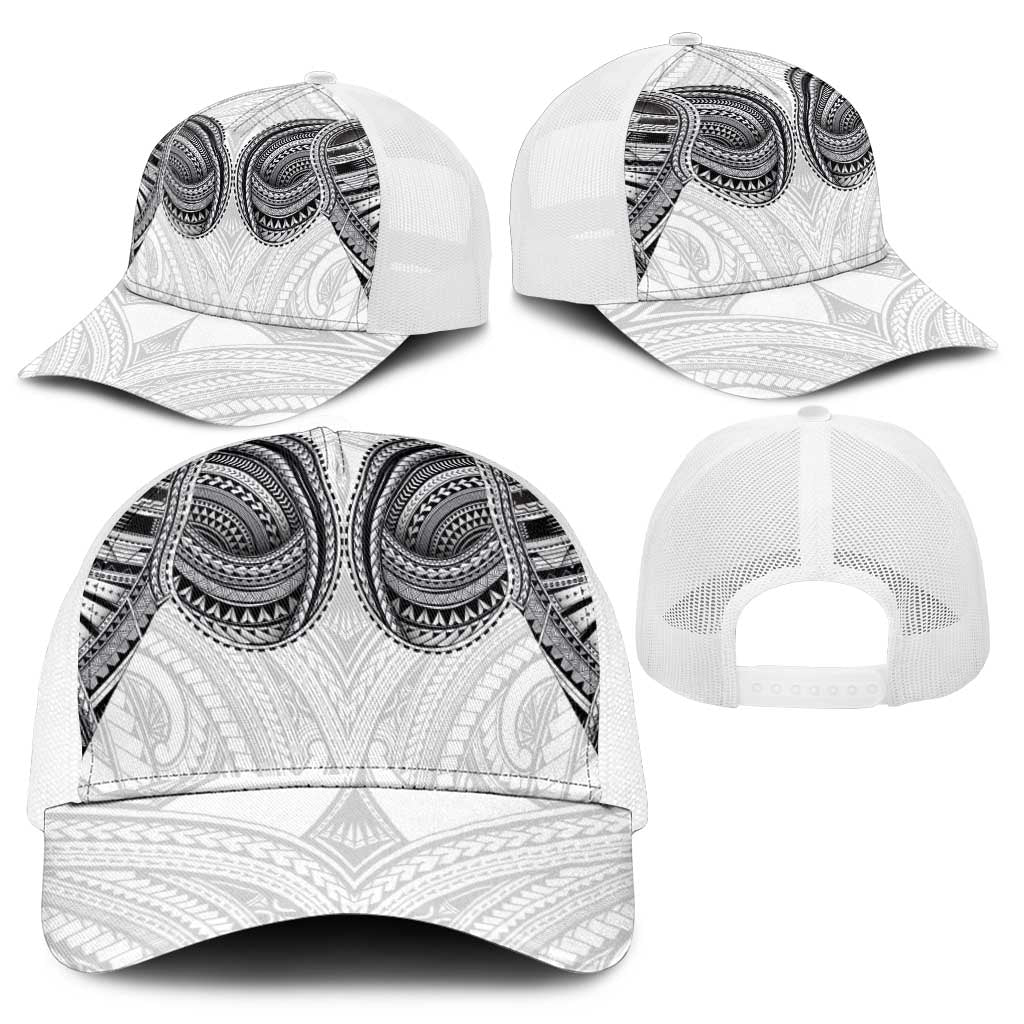 Samoan Traditional Art Tattoos Mesh Trucker Cap Tatau Tribal Motifs with Ula Nifo White - Polynesian Pride
