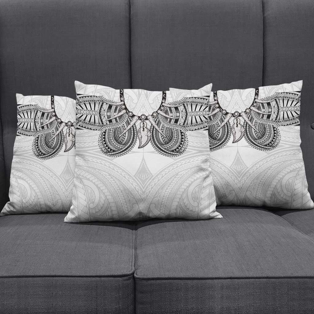 Samoan Traditional Art Tattoos Pillow Cover Tatau Tribal Motifs with Ula Nifo White - Polynesian Pride