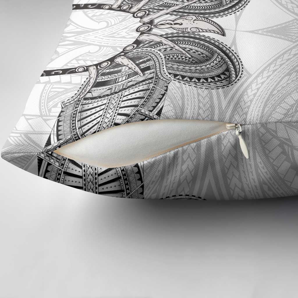 Samoan Traditional Art Tattoos Pillow Cover Tatau Tribal Motifs with Ula Nifo White - Polynesian Pride