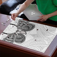 Samoan Traditional Art Tattoos Puzzle Tatau Tribal Motifs with Ula Nifo White - Polynesian Pride