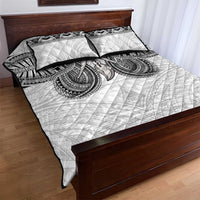 Samoan Traditional Art Tattoos Quilt Bed Set Tatau Tribal Motifs with Ula Nifo White - Polynesian Pride