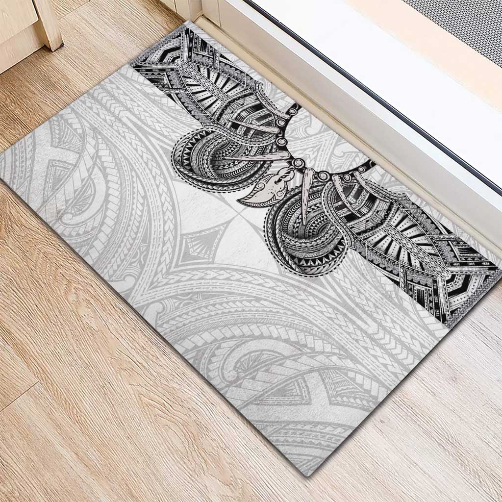 Samoan Traditional Art Tattoos Rubber Doormat Tatau Tribal Motifs with Ula Nifo White - Polynesian Pride