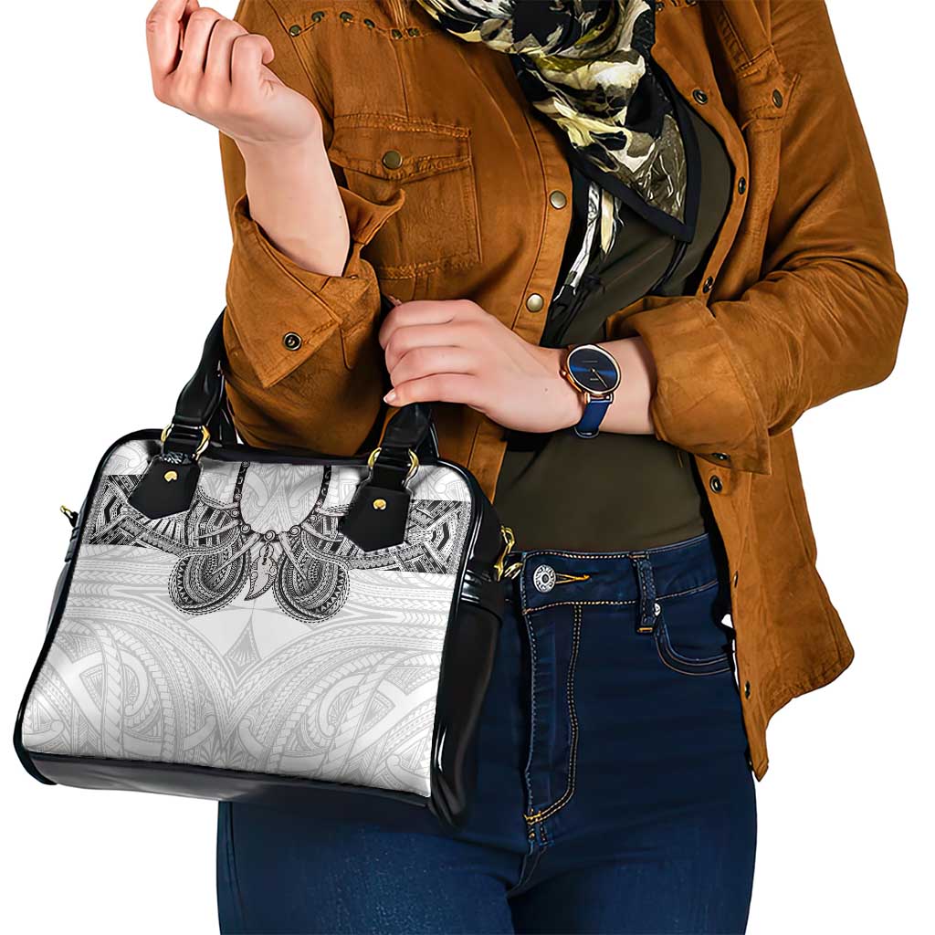 Samoan Traditional Art Tattoos Shoulder Handbag Tatau Tribal Motifs with Ula Nifo White - Polynesian Pride