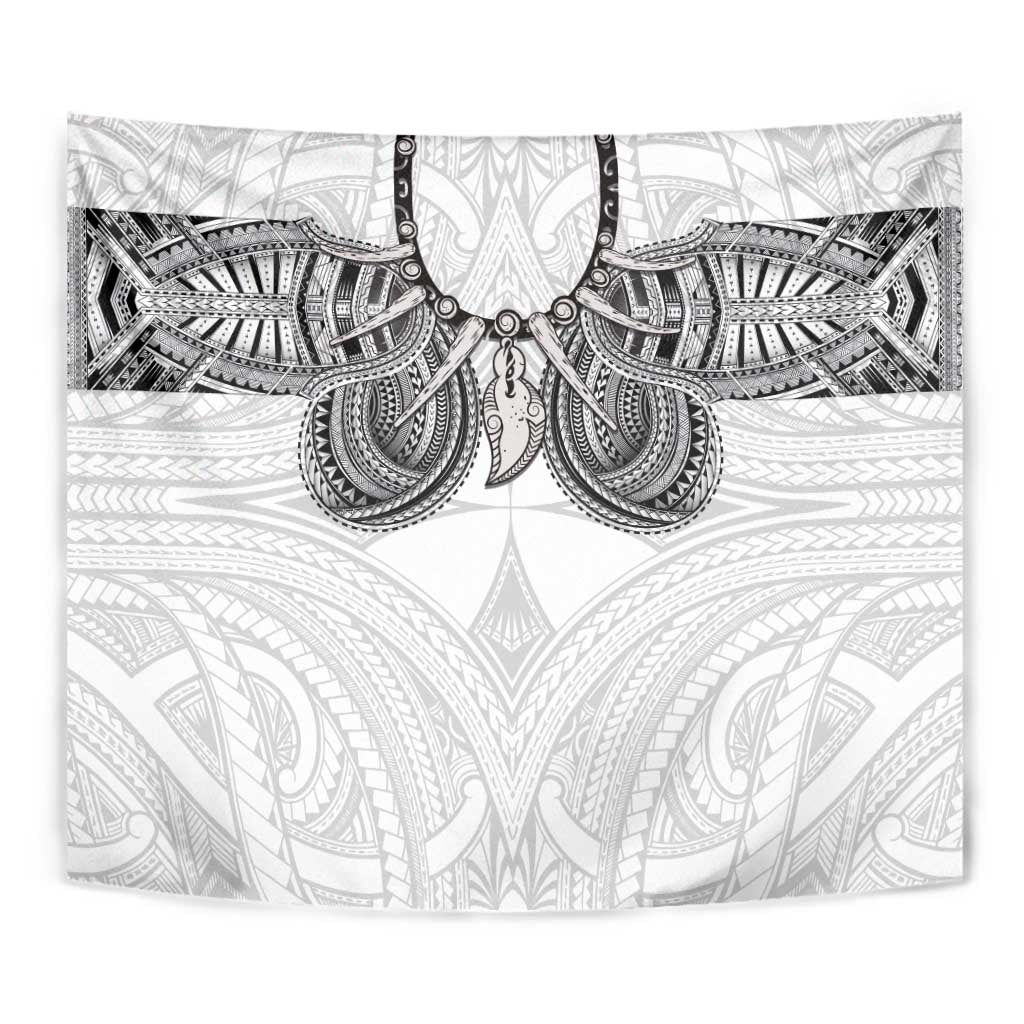 Samoan Traditional Art Tattoos Tapestry Tatau Tribal Motifs with Ula Nifo White - Polynesian Pride