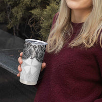 Samoan Traditional Art Tattoos Tumbler Cup Tatau Tribal Motifs with Ula Nifo White - Polynesian Pride