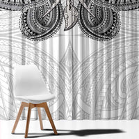 Samoan Traditional Art Tattoos Window Curtain Tatau Tribal Motifs with Ula Nifo White - Polynesian Pride