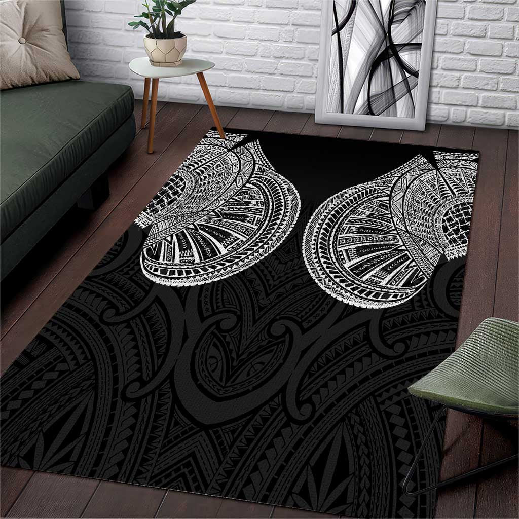 Samoan Traditional Art Tattoos Area Rug Tatau Roman Reigns Black Color - Polynesian Pride