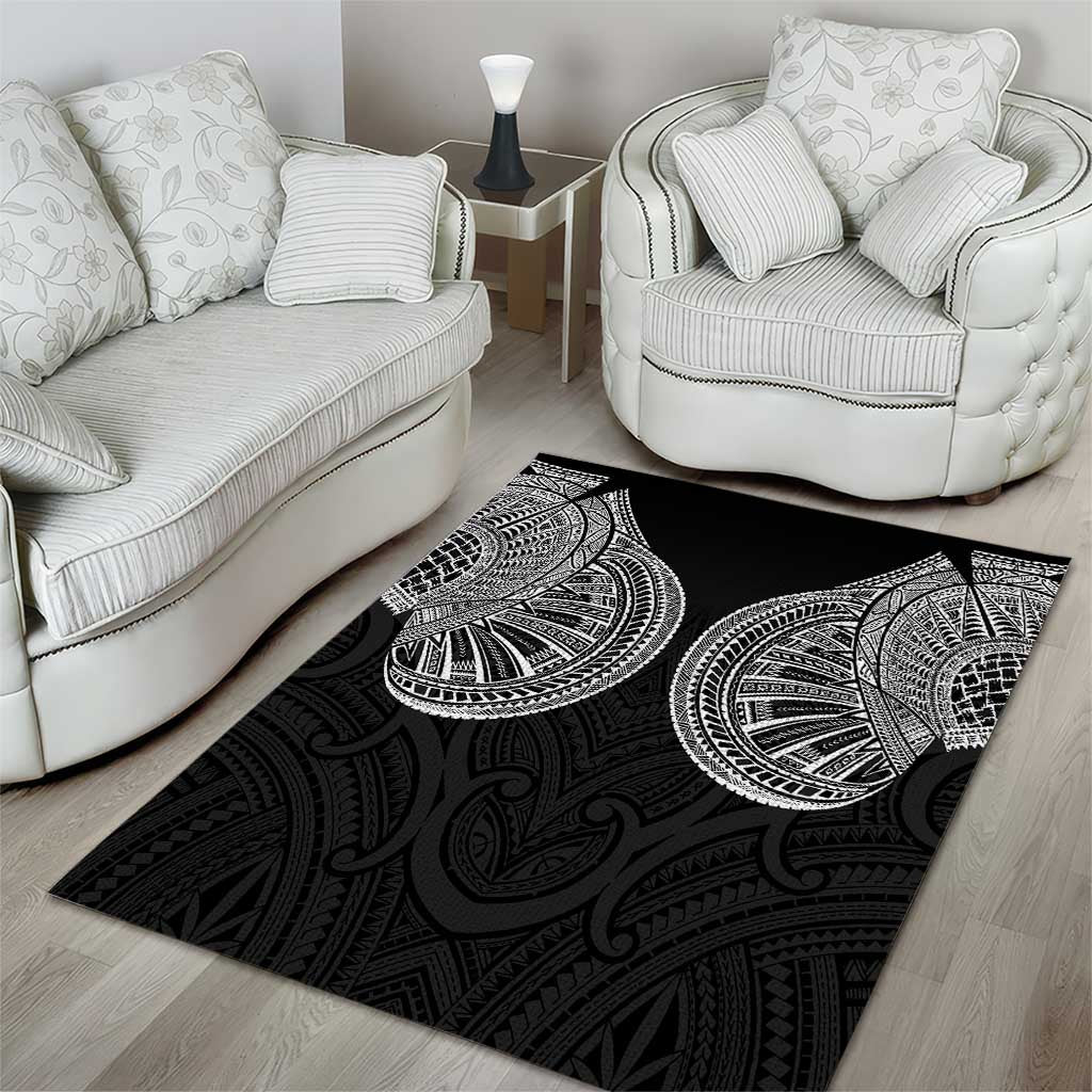 Samoan Traditional Art Tattoos Area Rug Tatau Roman Reigns Black Color - Polynesian Pride