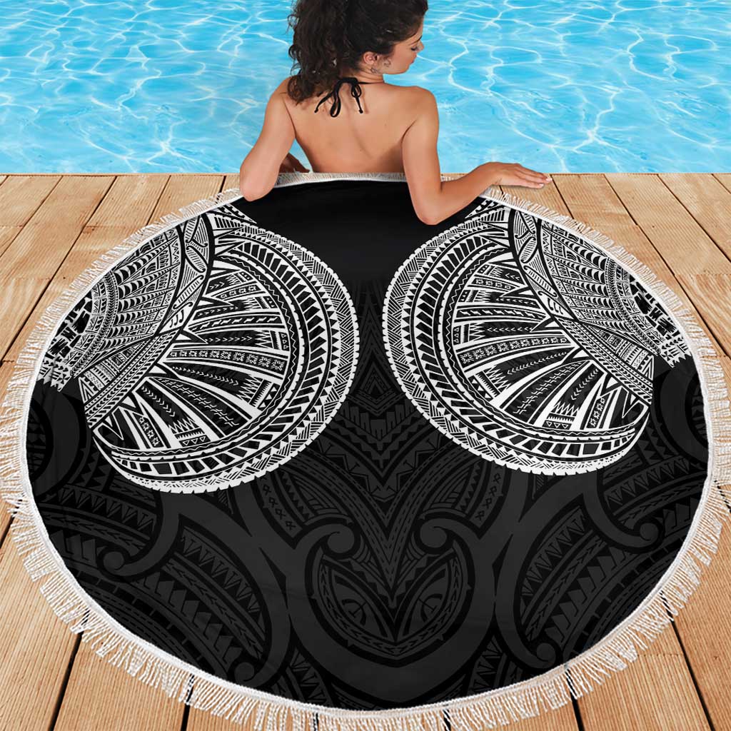 Samoan Traditional Art Tattoos Beach Blanket Tatau Roman Reigns Black Color - Polynesian Pride