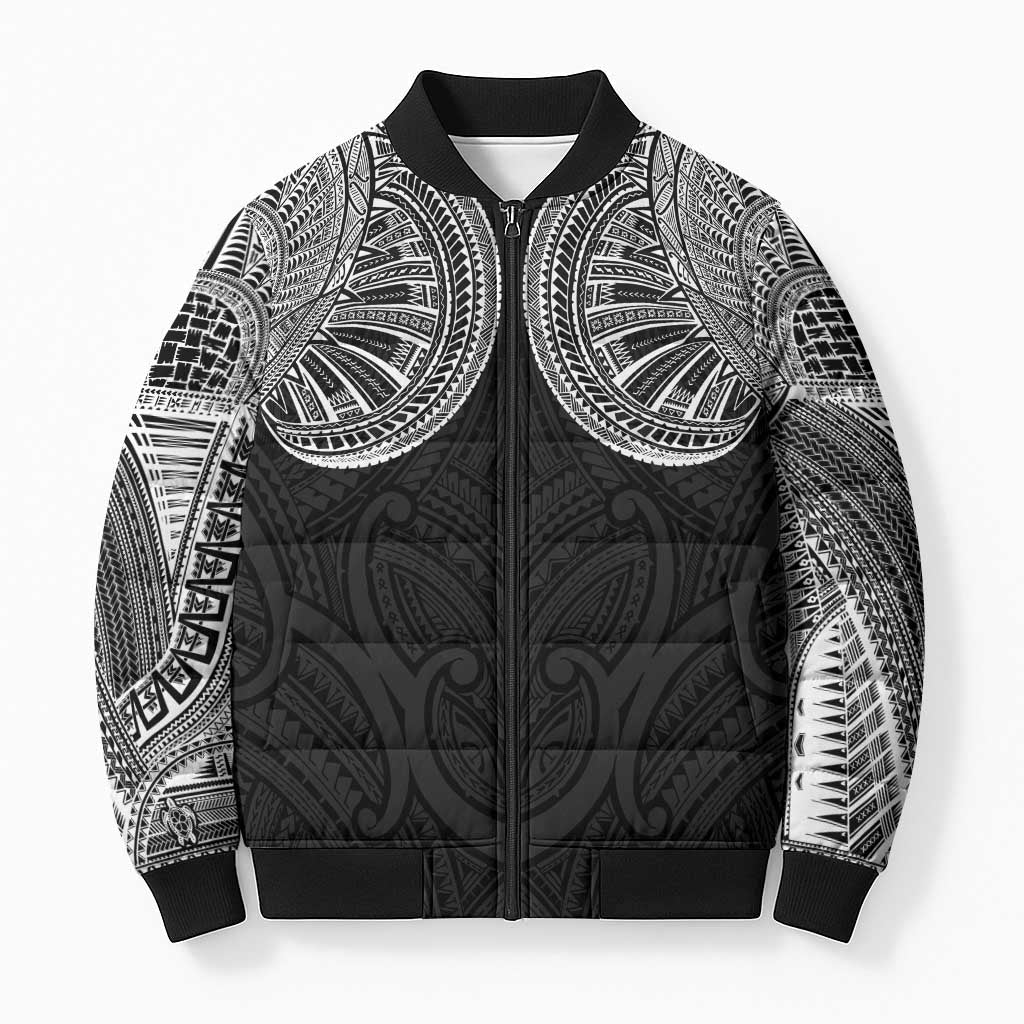 Samoan Traditional Art Tattoos Bomber Puffer Jacket Tatau Roman Reigns Black Color - Polynesian Pride