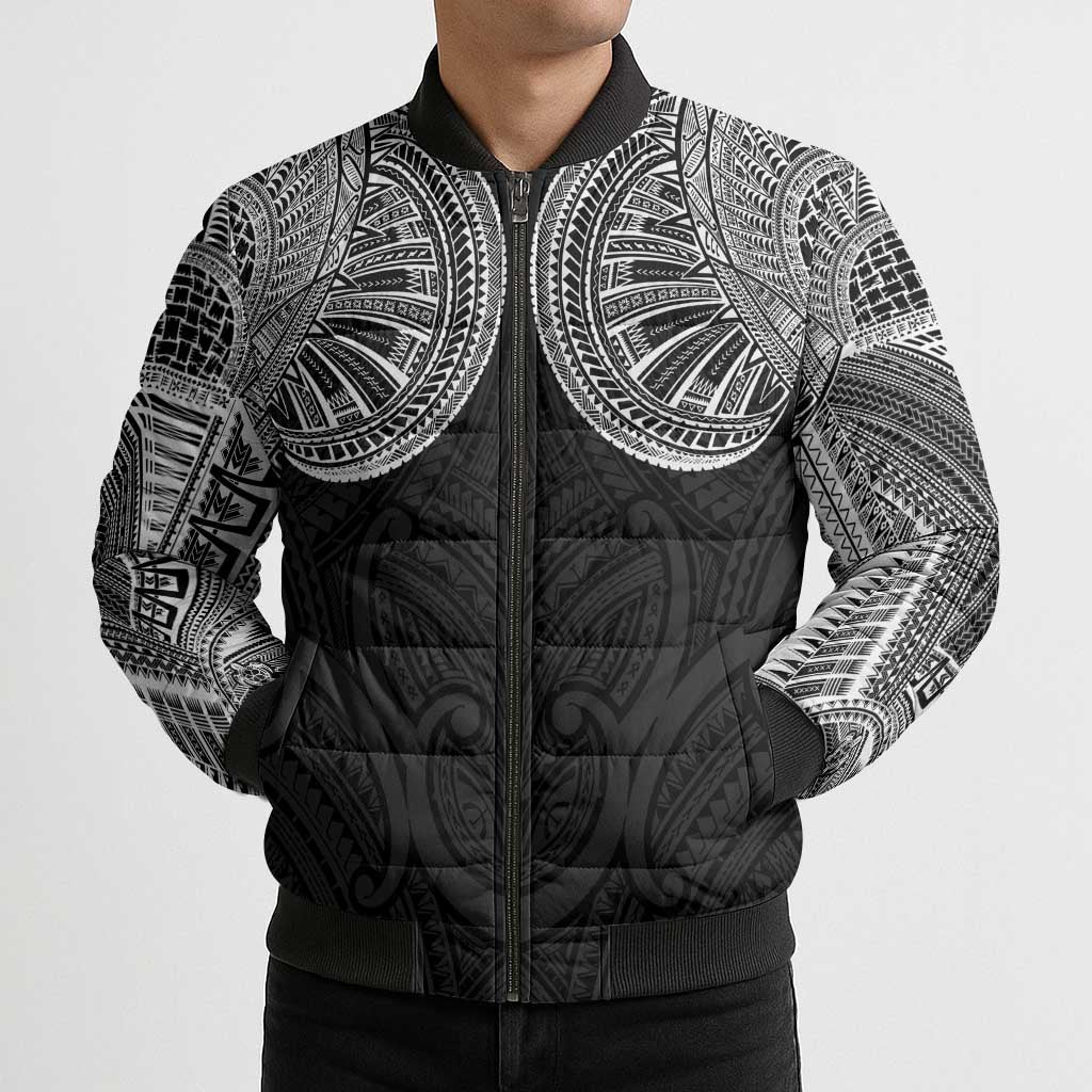 Samoan Traditional Art Tattoos Bomber Puffer Jacket Tatau Roman Reigns Black Color - Polynesian Pride