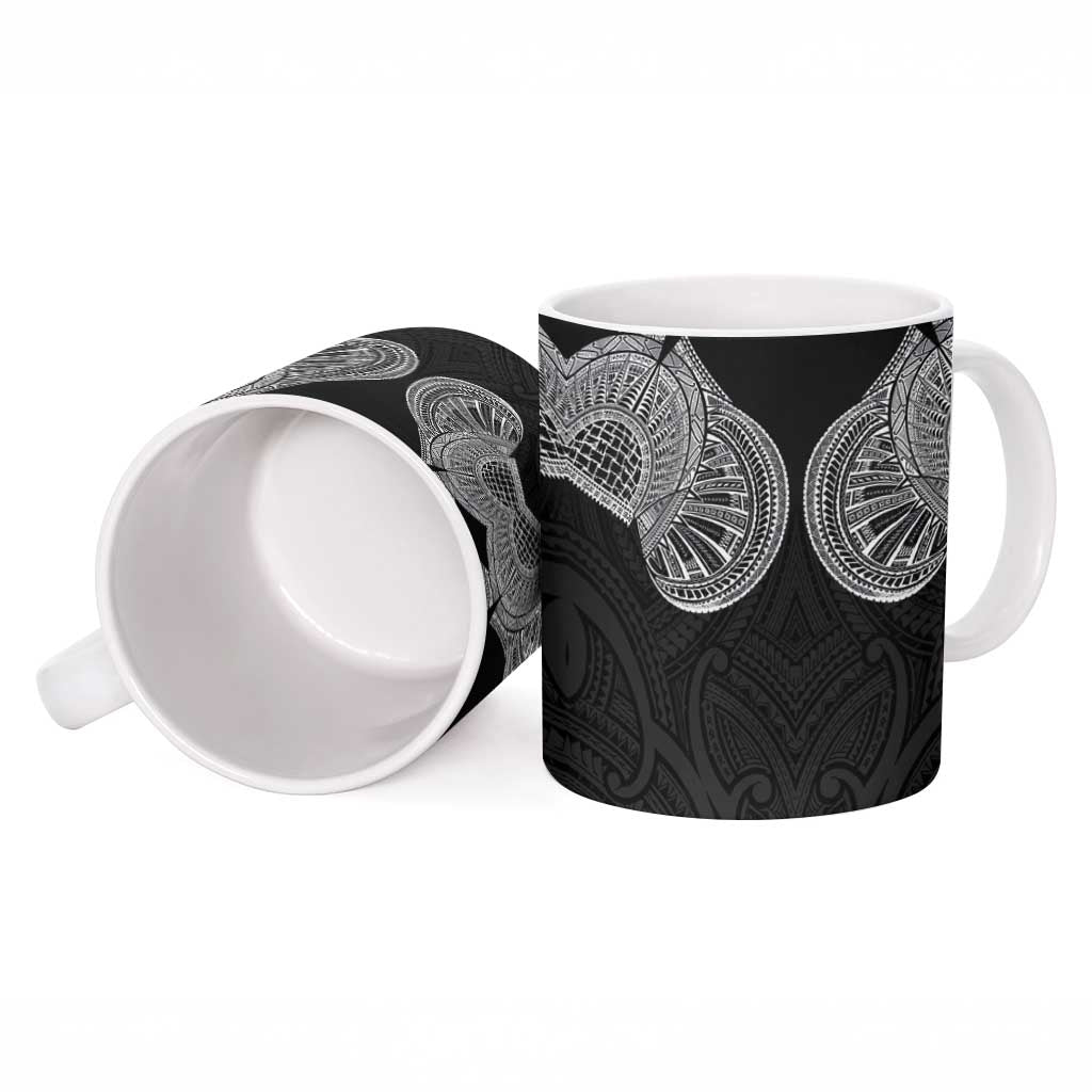 Samoan Traditional Art Tattoos Ceramic Mug Tatau Roman Reigns Black Color - Polynesian Pride