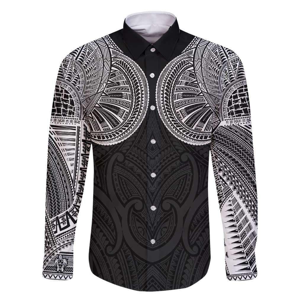 Samoan Traditional Art Tattoos Family Matching Puletasi and Hawaiian Shirt Tatau Roman Reigns Black Color - Polynesian Pride