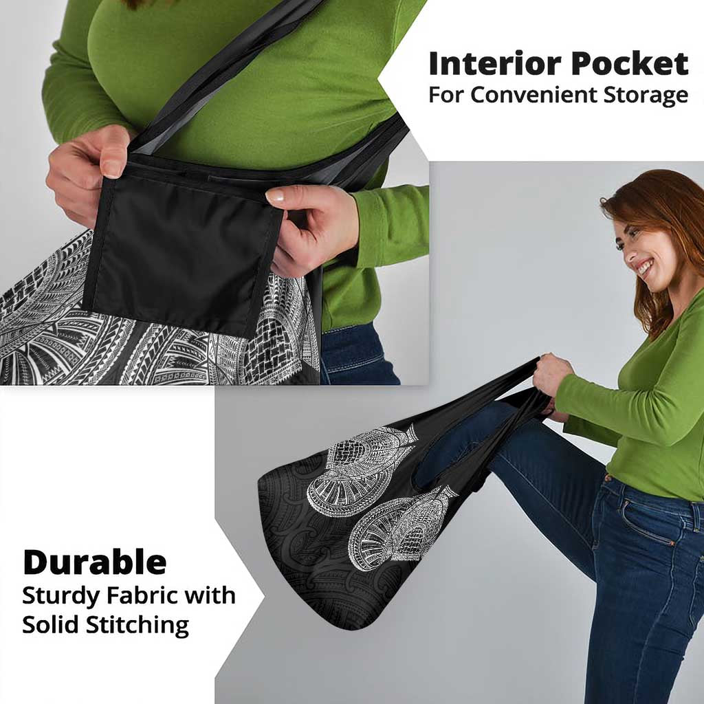 Samoan Traditional Art Tattoos Grocery Bag Tatau Roman Reigns Black Color - Polynesian Pride