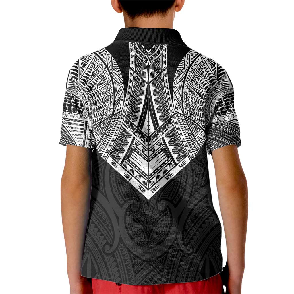 Samoan Traditional Art Tattoos Kid Polo Shirt Tatau Roman Reigns Black Color - Polynesian Pride
