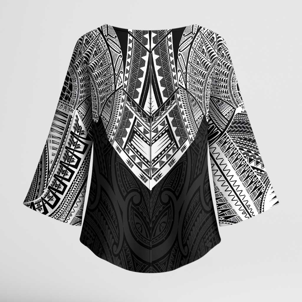 Samoan Traditional Art Tattoos Kimono Sleeve Blouse Tatau Roman Reigns Black Color - Polynesian Pride
