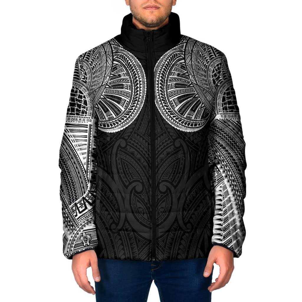 Samoan Traditional Art Tattoos Padded Jacket Tatau Roman Reigns Black Color - Polynesian Pride