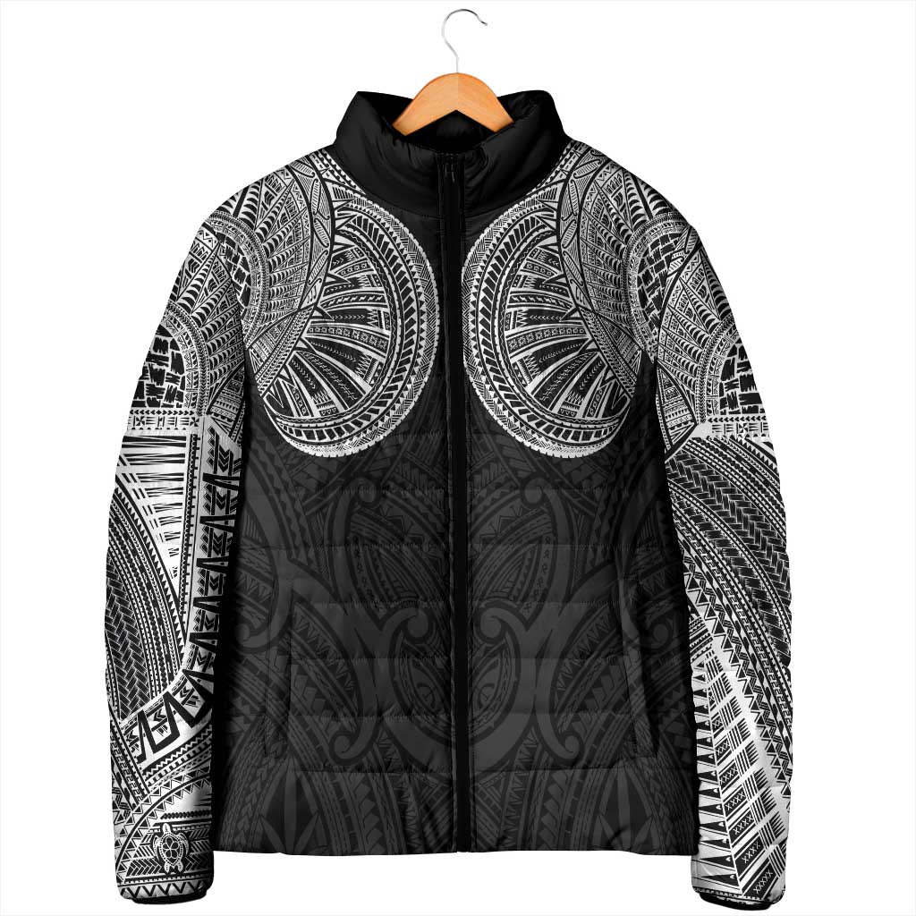 Samoan Traditional Art Tattoos Padded Jacket Tatau Roman Reigns Black Color - Polynesian Pride