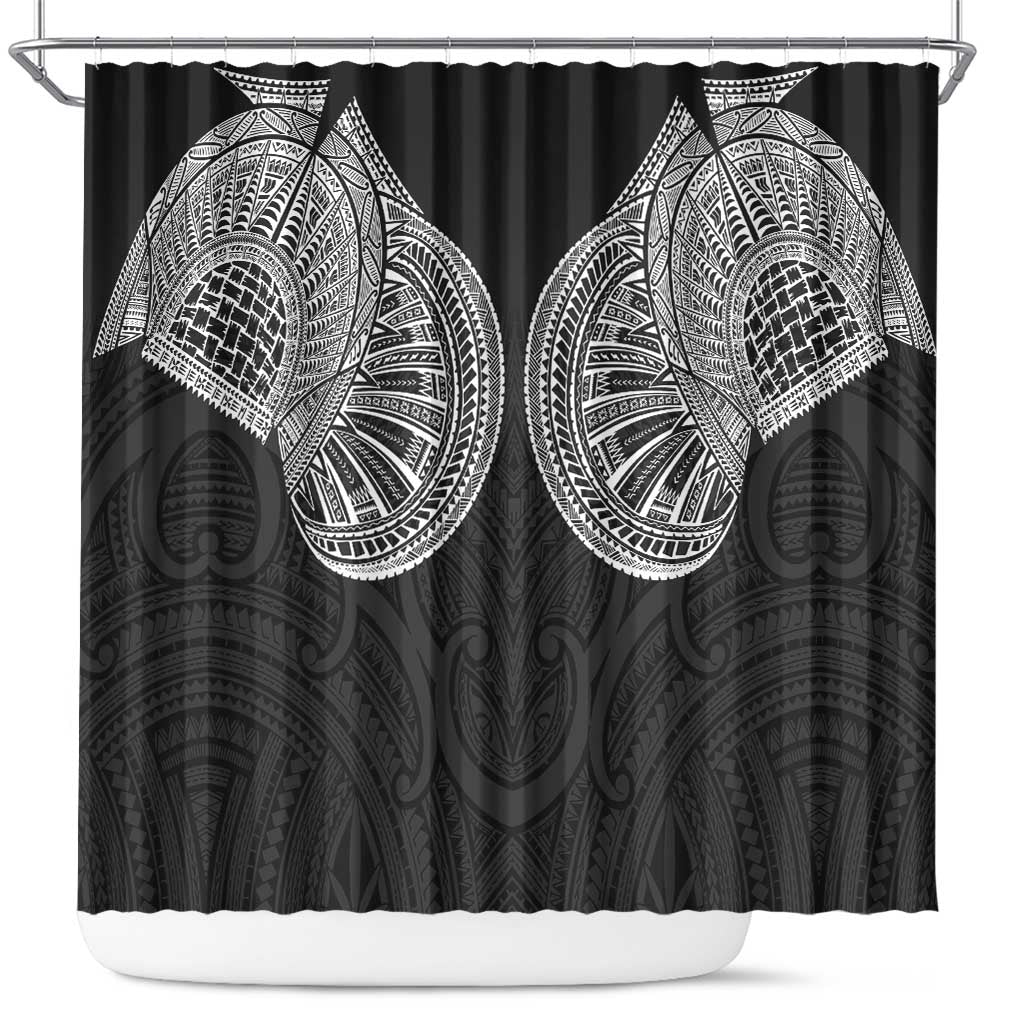 Samoan Traditional Art Tattoos Shower Curtain Tatau Roman Reigns Black Color - Polynesian Pride