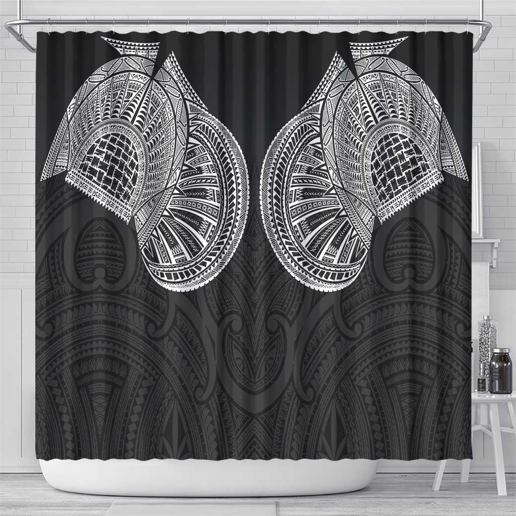 Samoan Traditional Art Tattoos Shower Curtain Tatau Roman Reigns Black Color - Polynesian Pride