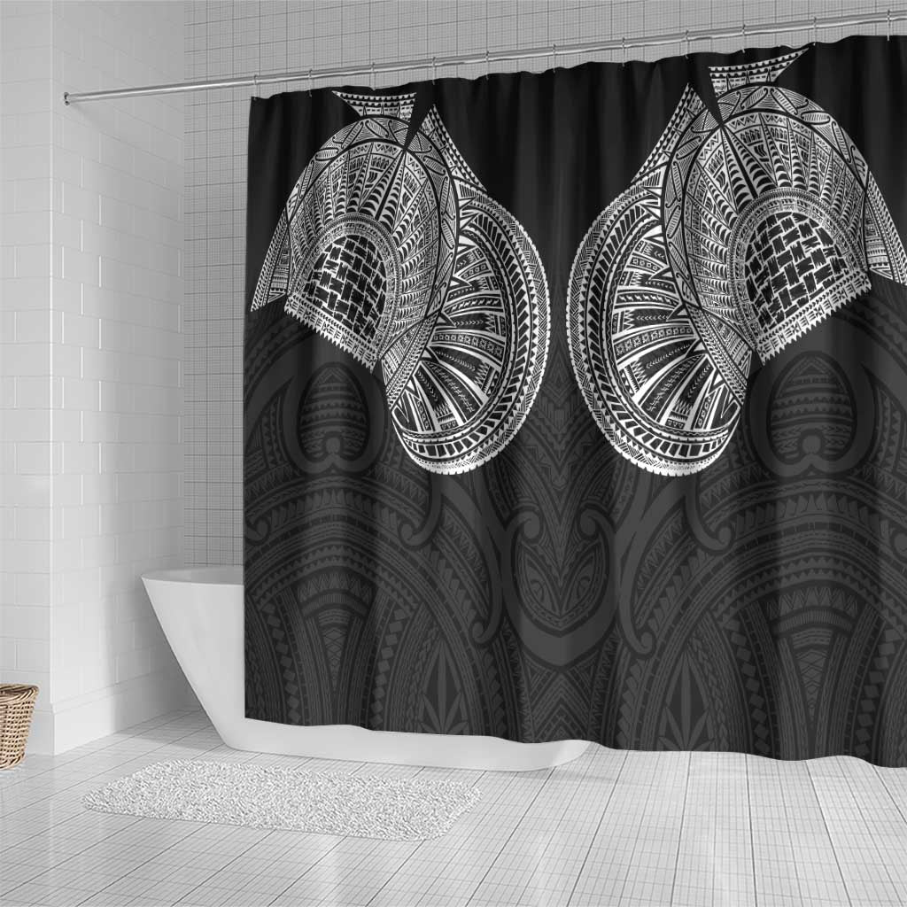Samoan Traditional Art Tattoos Shower Curtain Tatau Roman Reigns Black Color - Polynesian Pride